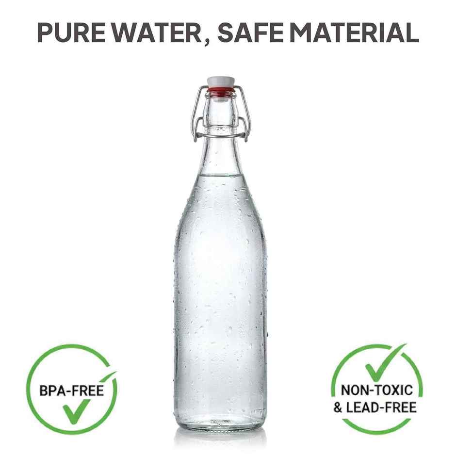 Cello Glass Aquaria Water Bottle Freezer Safe & Leakproof Flip Cap | Transparent | 1 L