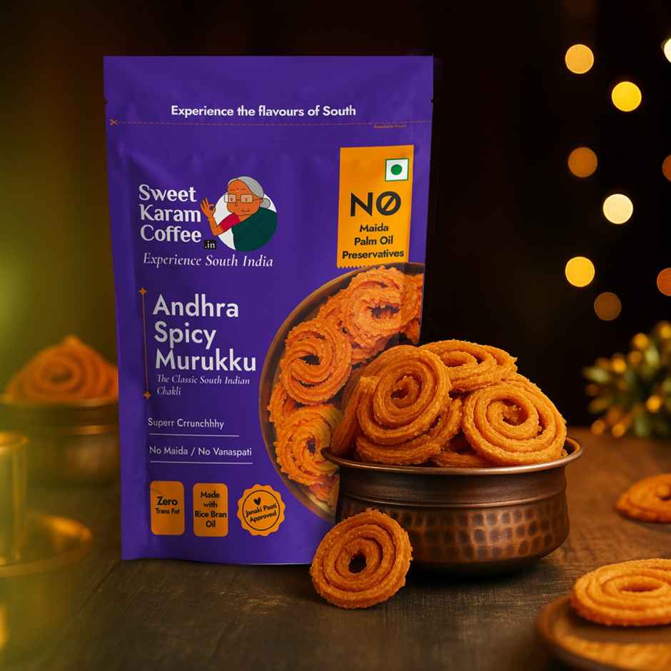 Sweet Karam Coffee Andhra Spicy Murukku Crisps (Chakli) - Namkeen Snacks