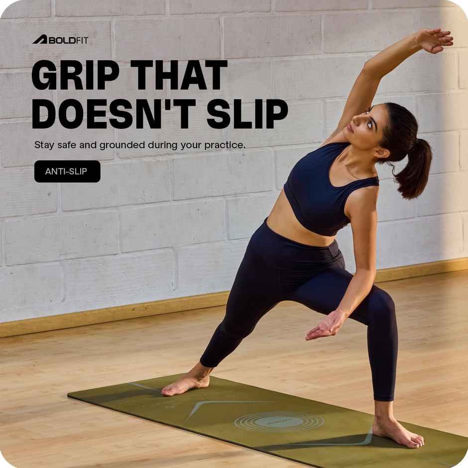 Boldfit Unisex Yoga Mat With Bag 6mm Alignment TPE Rubber Material Extra Thick - Hemlock