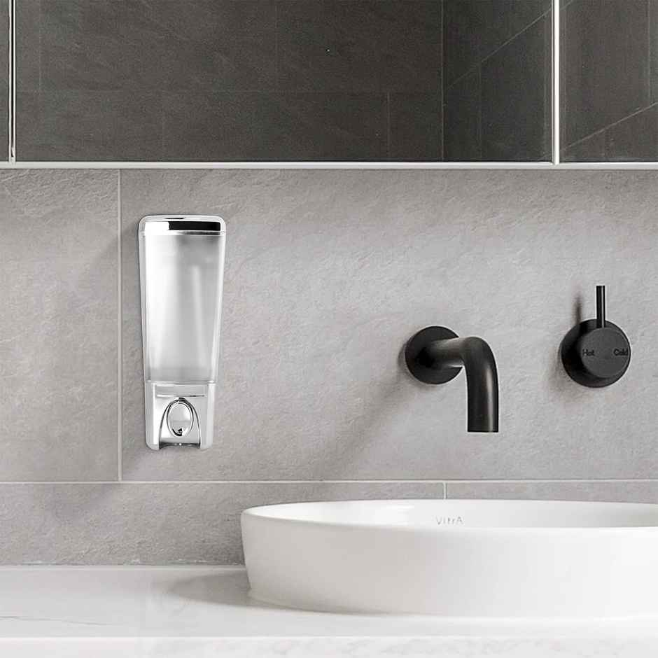 Plantex ABS Plastic Refillable Soap Dispenser for Shampoo Body Lotion - Chrome Finish