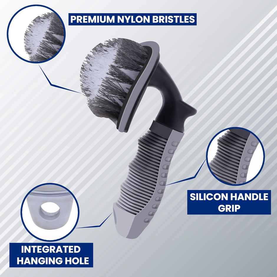 Autoguys Tyre Cleaner Brush Combo Car - Cleaning Brush Nylon Bristles