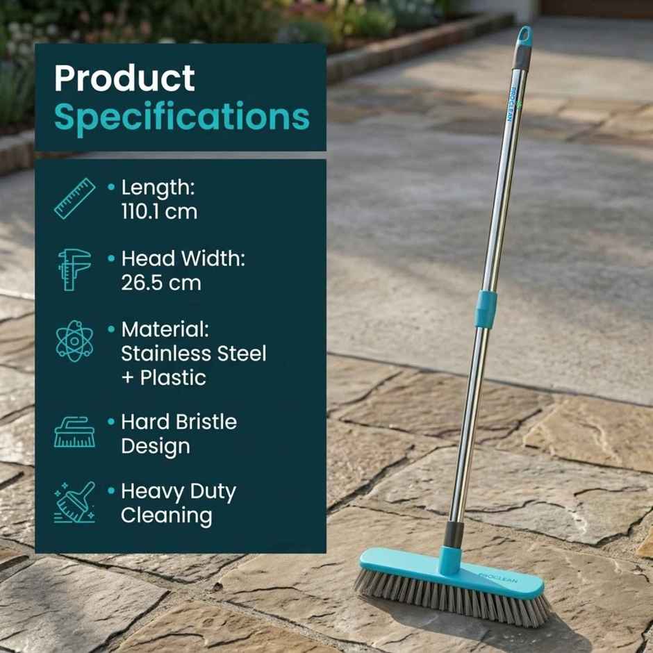 Proclean Hardy Brush - Small | 9 Inch | With SS Handle | Bathroom Brush | 41 Inch