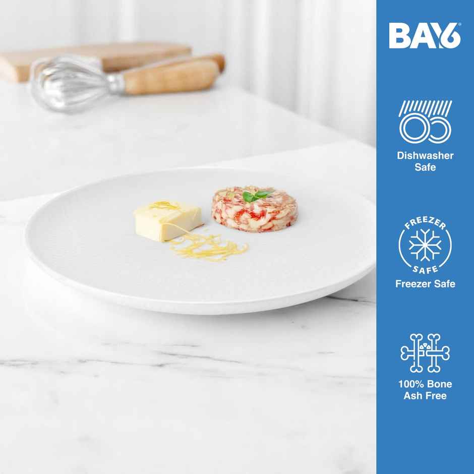 BAY6 Hammer Series Round Melamine Dinner Plate -11" - White - Set of 2
