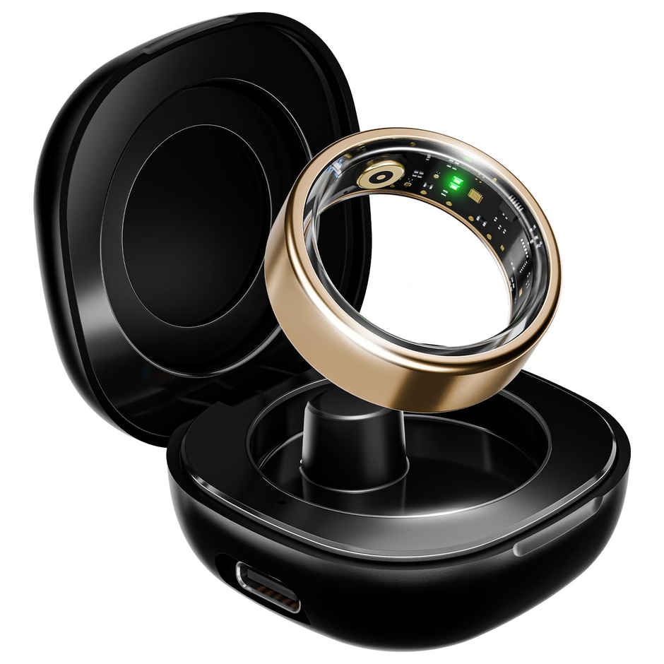 boAt SmartRing Active w/ Health Monitor, Magnetic Charging Case & Crest App (Size 9, Rose Gold)