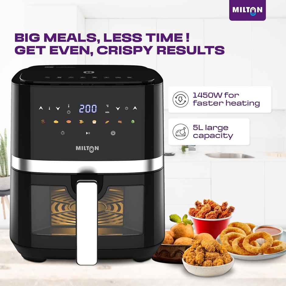 Milton Rapid Digital Air Fryer 5L | 1450W | 360 degree High Speed Air Circulation