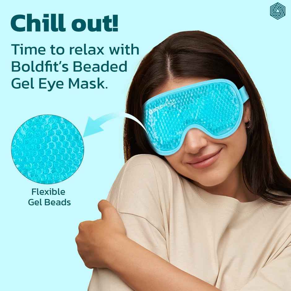 Boldfit Boldhealth Eye Mask Cooling Gel With Beads For Dark Circles, Dry Cooling Eyes -Aqua Green