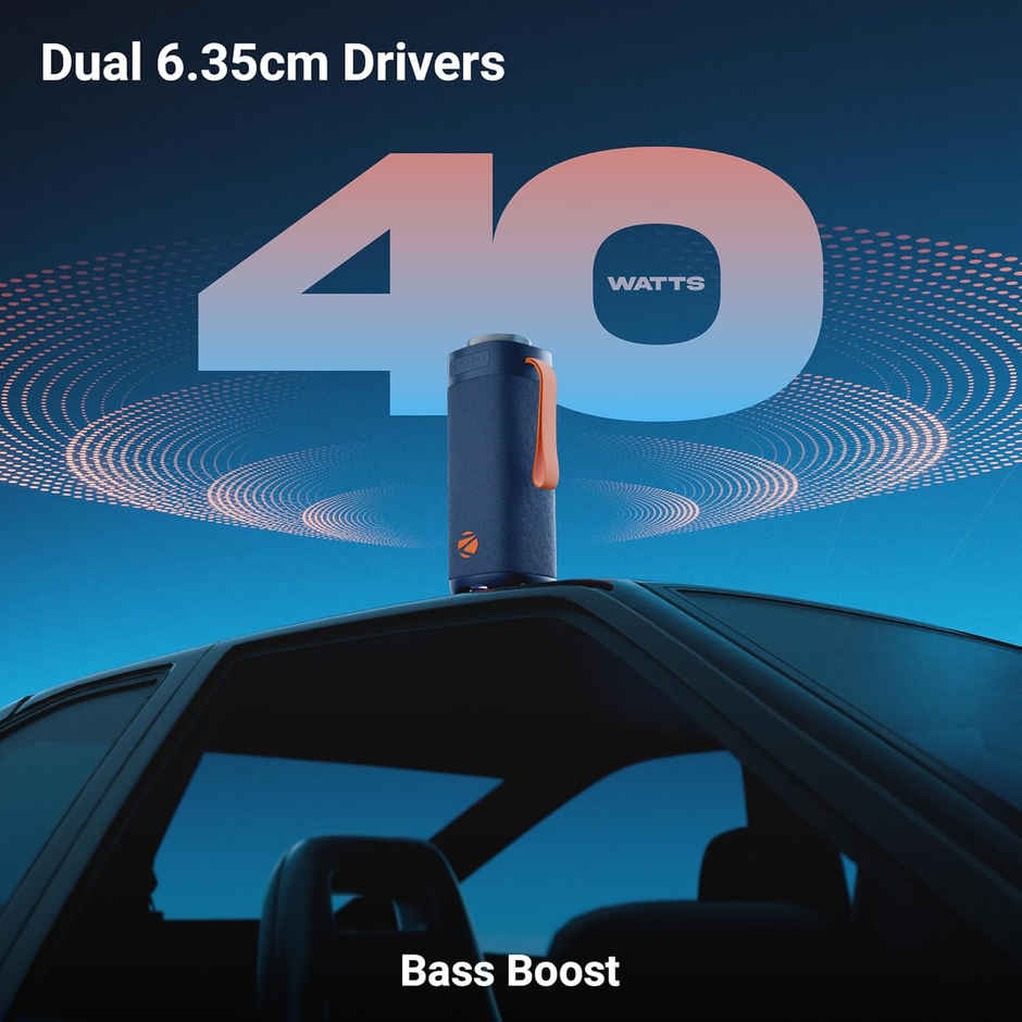 Zebronics Portable BT Speaker, Dual 6.35cm Drivers, Voice Assistant Support, Sound Feast 250 | Blue