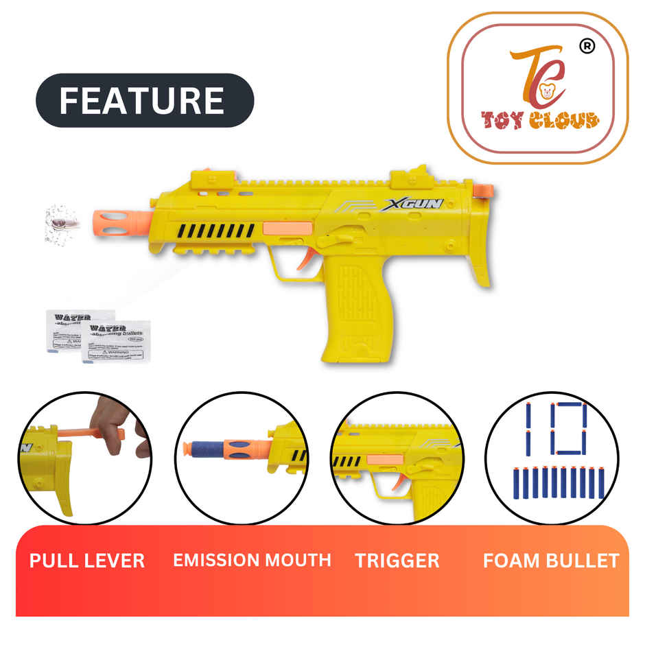 Toy Cloud 2 in 1 X Shot Blaster Pistol Toy Gun with Jelly Shots with 10 Soft Foam Dart Bullets
