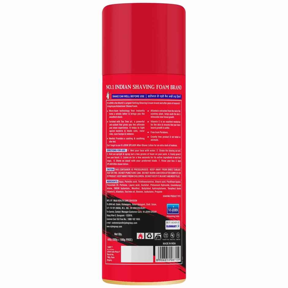 VI-JOHN Special Moisturizing formula Shaving Foam with Vitamin & Anti-Bacterial Properties 400g