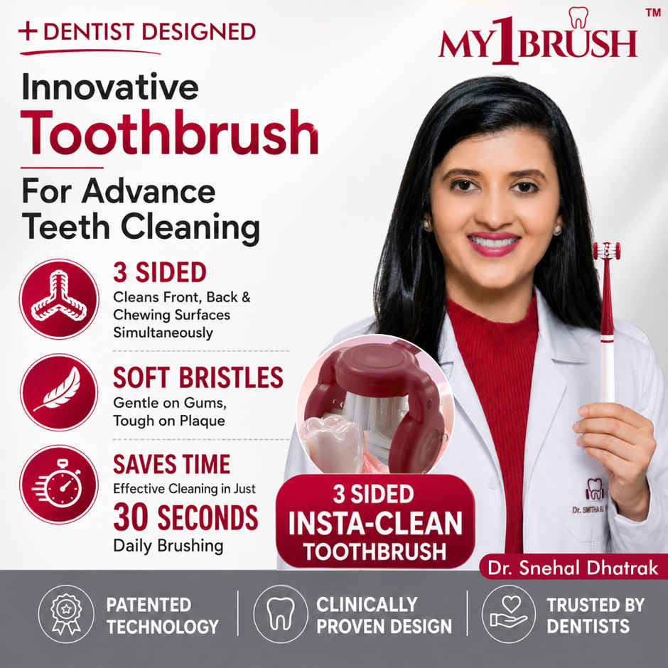 My Orl-Care My1Brush 3-Sided Soft Bristle Toothbrush for Adults
