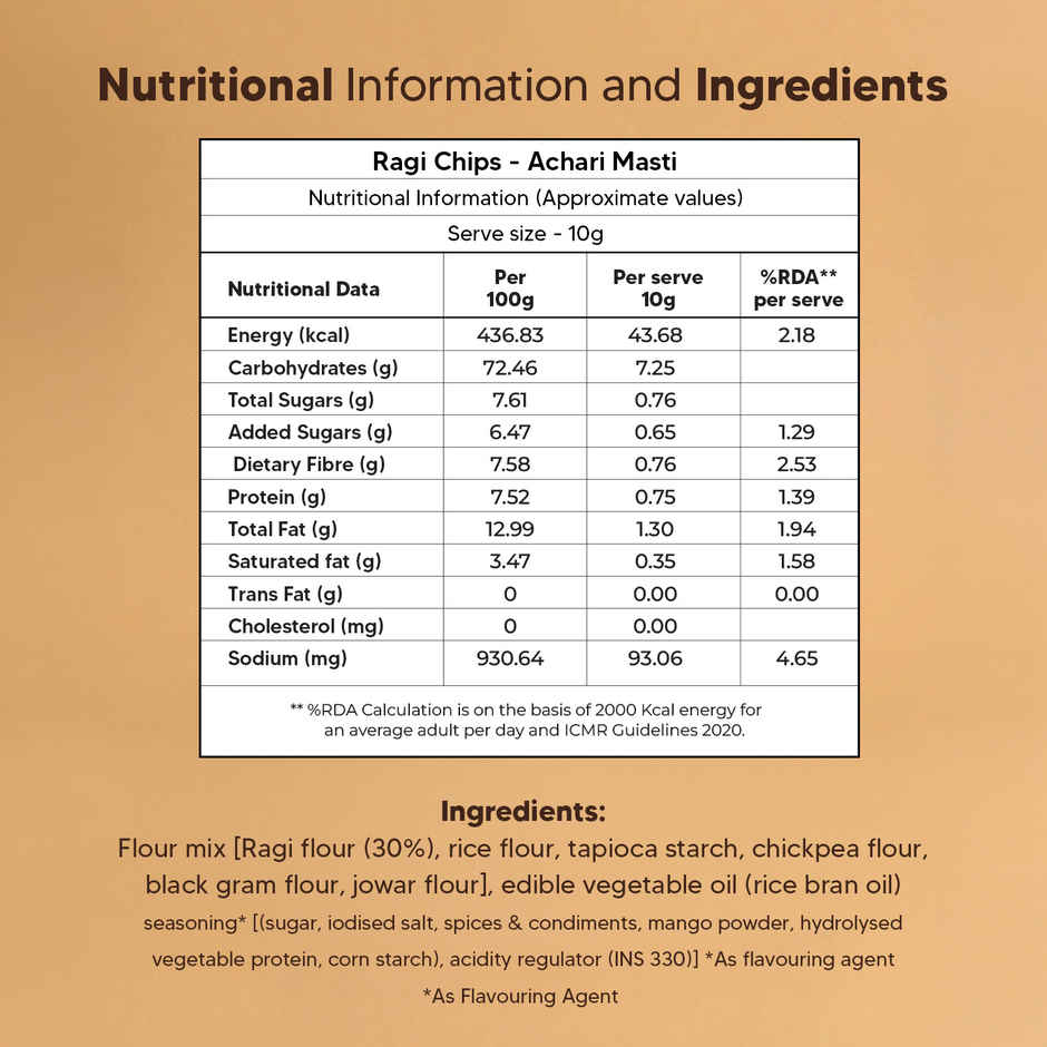 Eat Better Co Ragi Chips | Achari Masti | Roasted | No Palm Oil