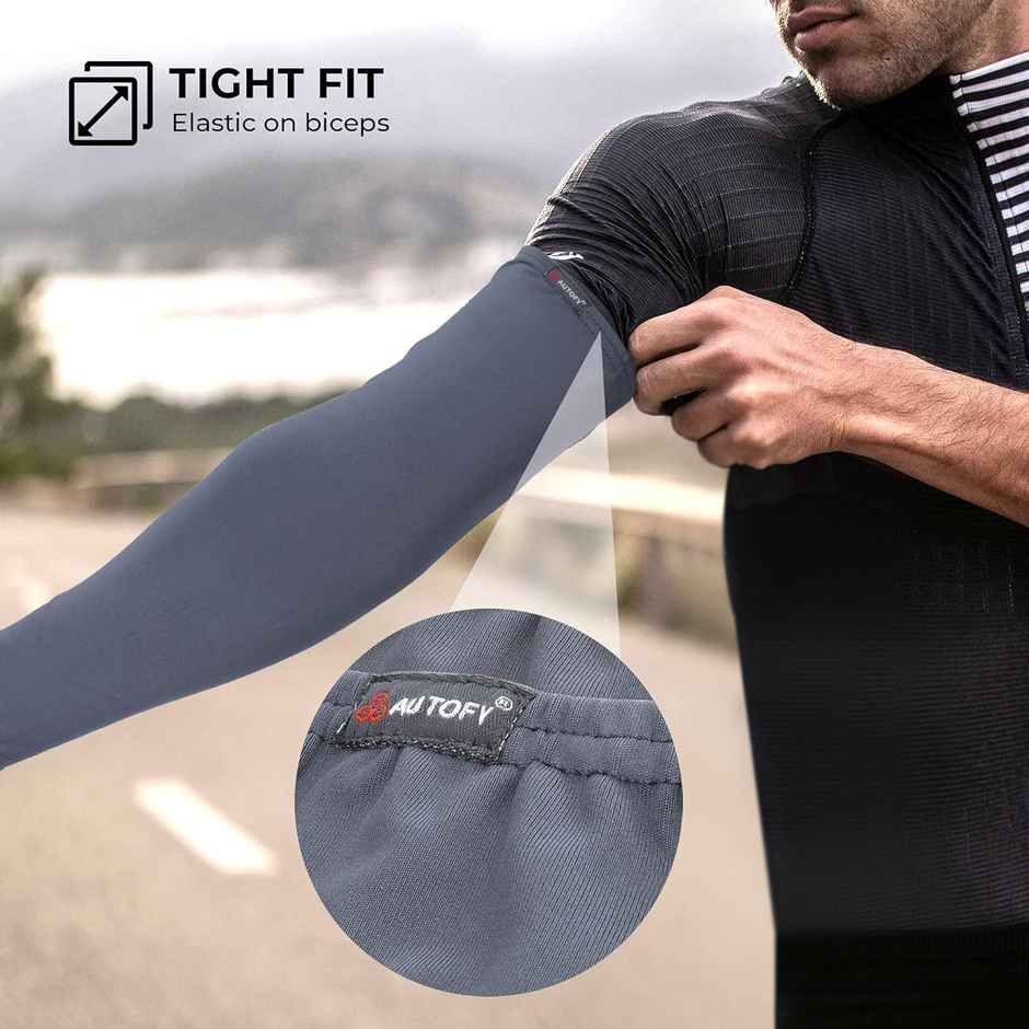 Autofy Pro-Fit 240 Gsm Unisex Arm Sleeves Uv Protection All Weather Use | Pack Of 2 / 4 Pcs | Grey