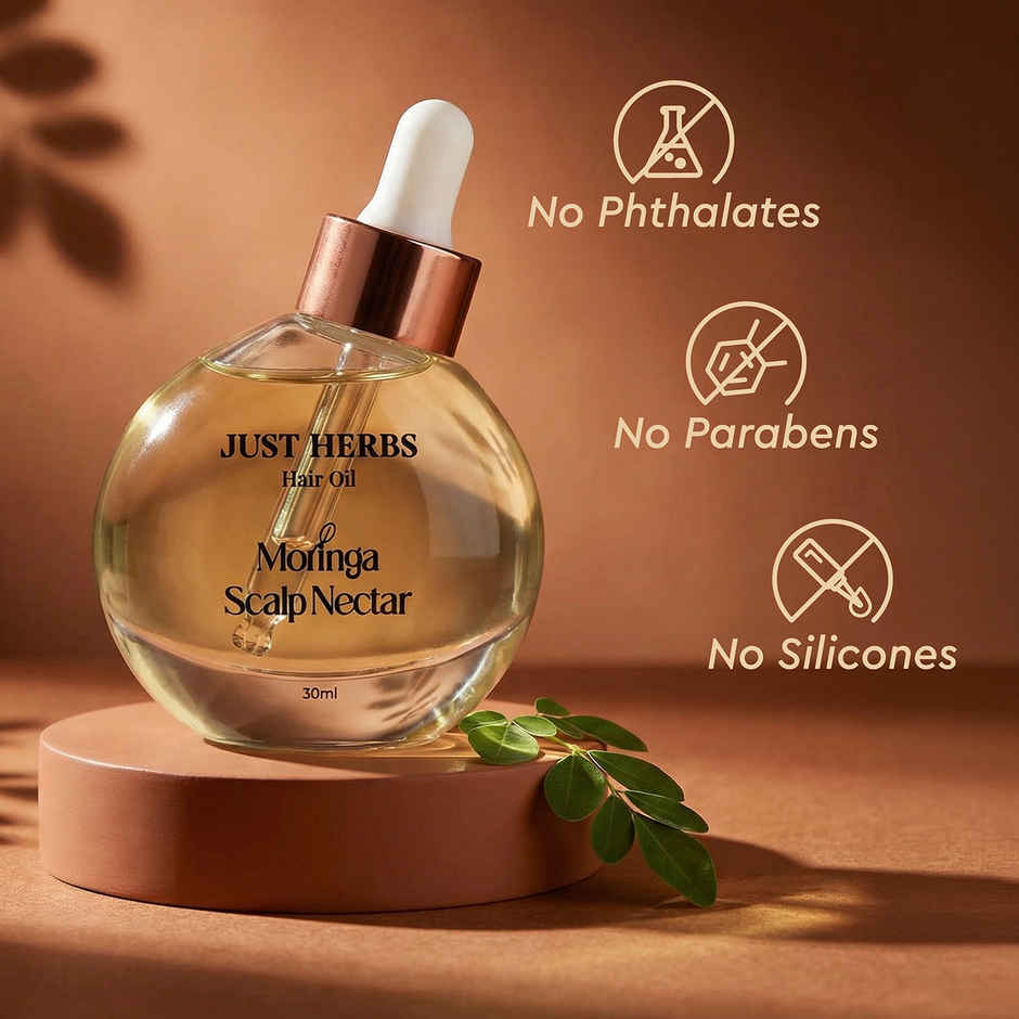 Justherbs Moringa Scalp Nectar Hair Oil | 99% Active Oil Infused | For Men & Women