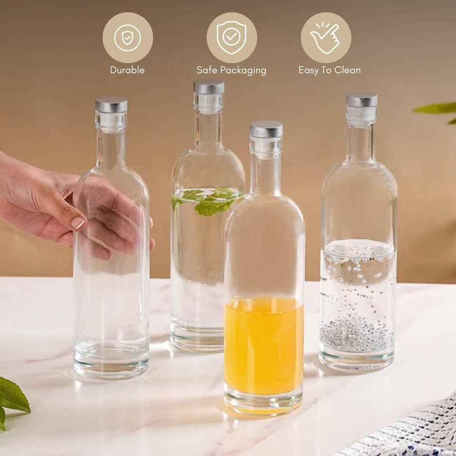 Nestasia Glass Water Bottles with Stopper | 500 ml Each | Set of 4