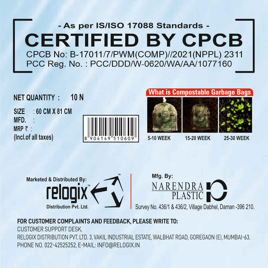 Crystal Large Garbage Bag 24x32 Compostable, Blue Colour Combo