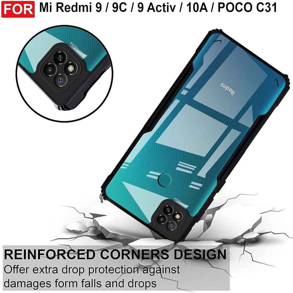 Zapcase Back Cover for Mi Redmi 10A|9|9C|9 Activ, Poco C31 | Matte-Black