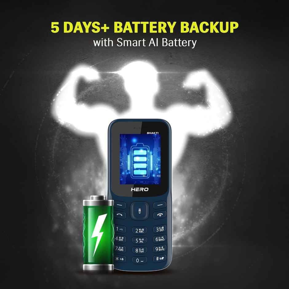 Lava Hero Shakti 2025 Dual Sim Keypad Mobile Phone with Vibration Alert | 1.8" Display| Dark Blue