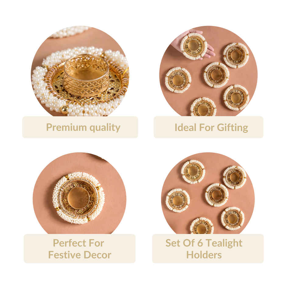 Pearl Tealight Candle Holder | Pack Of 6 | Nestasia