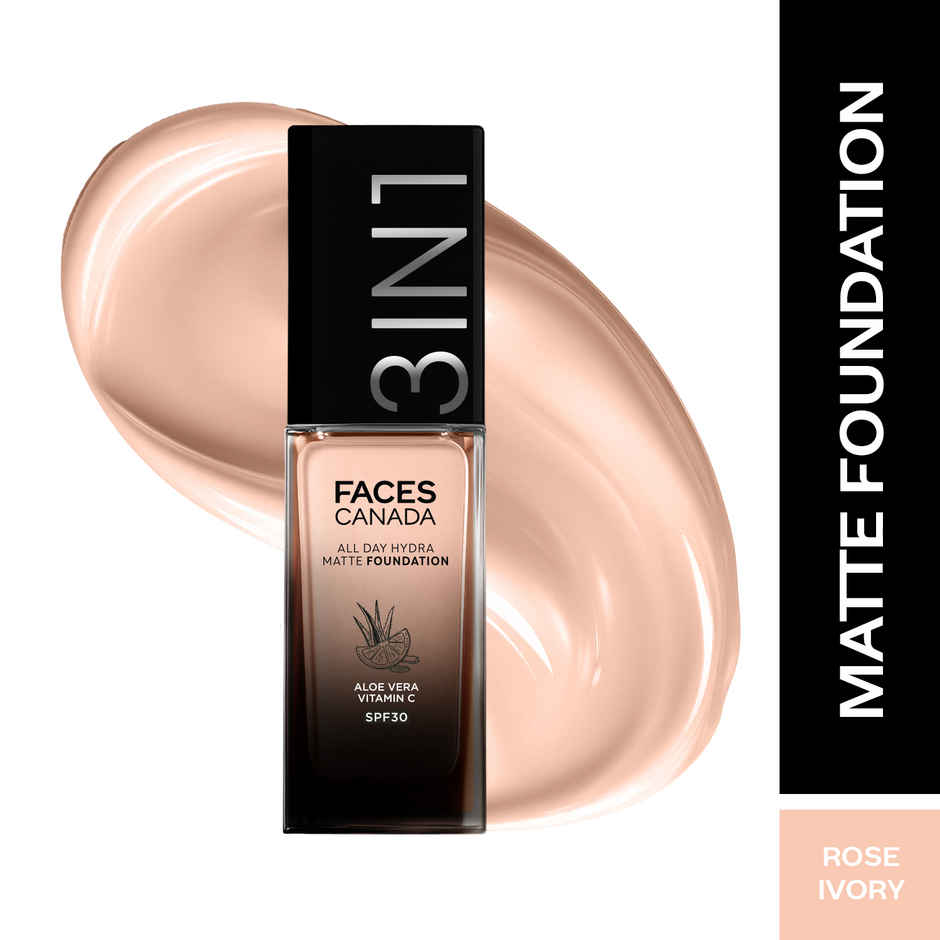 FACES CANADA 3in1 All Day Hydra Matte Foundation + Moisturizer + SPF 30 | Rose Ivory 011