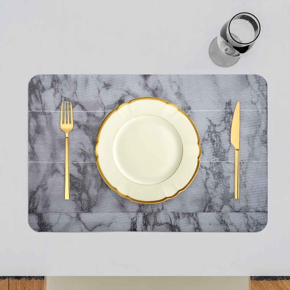 Kuber Industries Marble Table Placemat for Dining Room | 6 pcs | Gray