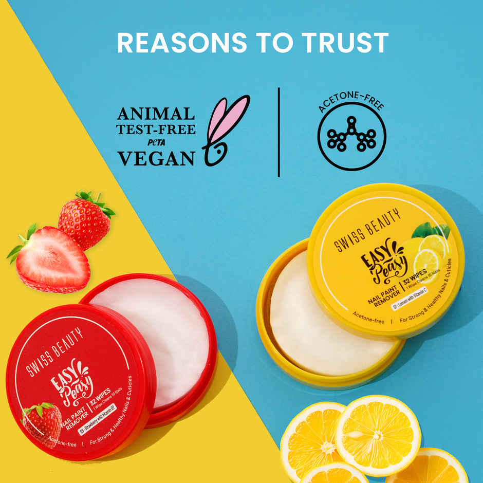 Swiss Beauty Easy-Peasy Nail Polish Remover Wipes | Travel-Friendly | 02 Aloe Vera with Vitamin E