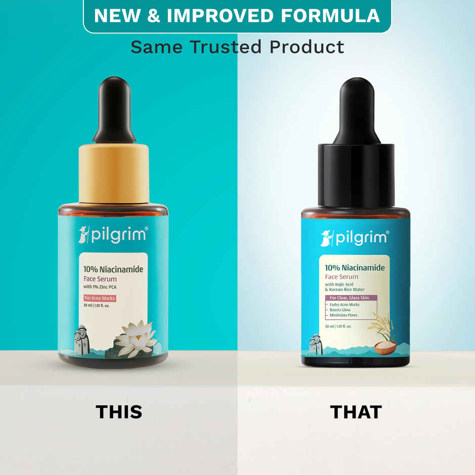 Pilgrim 10% Niacinamide Face Serum with Kojic Acid for Acne Marks, Clear & Glowing Skin