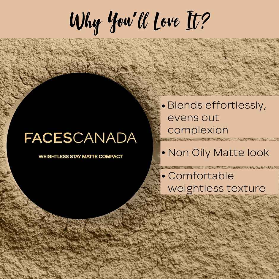 Faces Canada Weightless Stay Matte Compact Spf-20 Vitamin E & Shea Butter Ivory 01