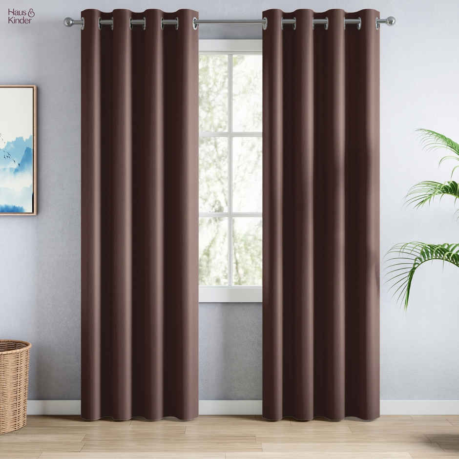 Haus & Kinder Polyester Blackout Solid Essential Drape Door Curtain Mocha