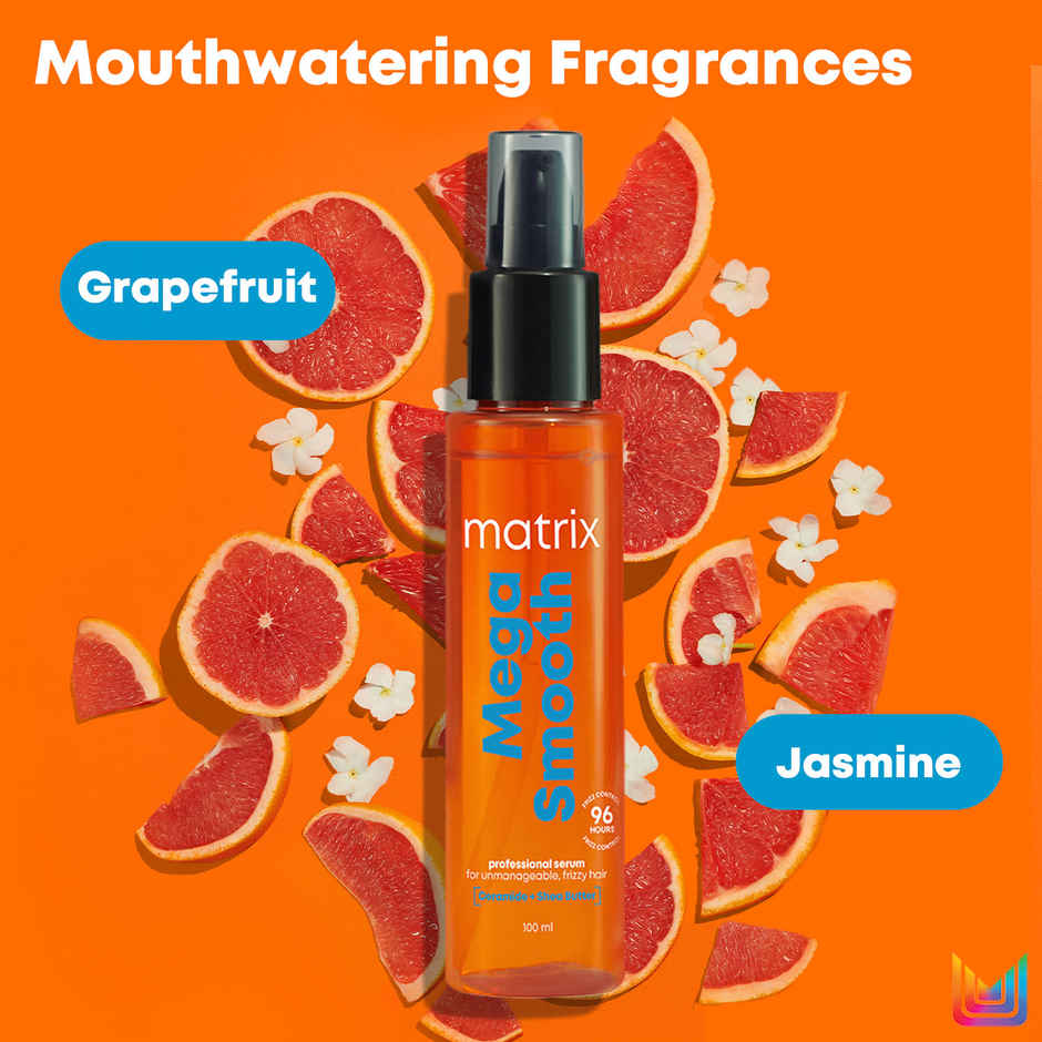 Matrix Mega Smooth Shampoo, Conditioner & Serum Combo, Defy Frizz For 4 Days, For All Hair Types
