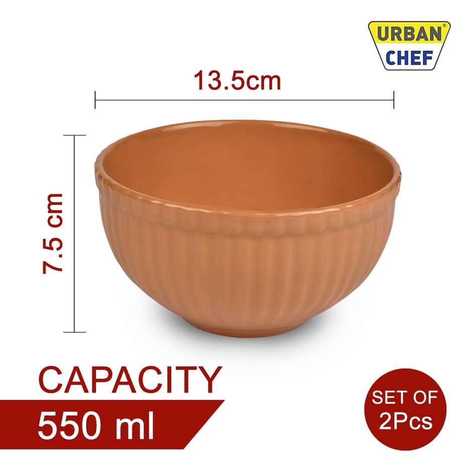 Urban Chef Listra Ceramic Bowl - Mustard 2 Pcs | Set of 2 - 550 Each