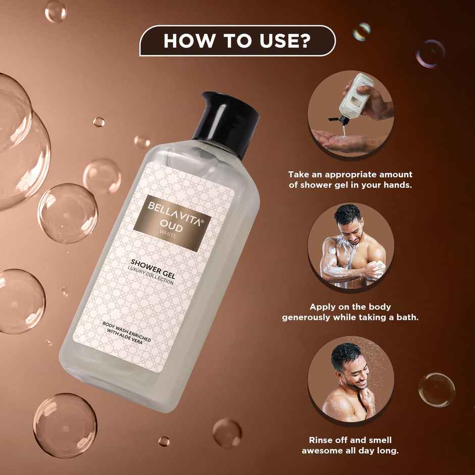 BellaVita OUD White Unisex Shower Gel for Men and Women