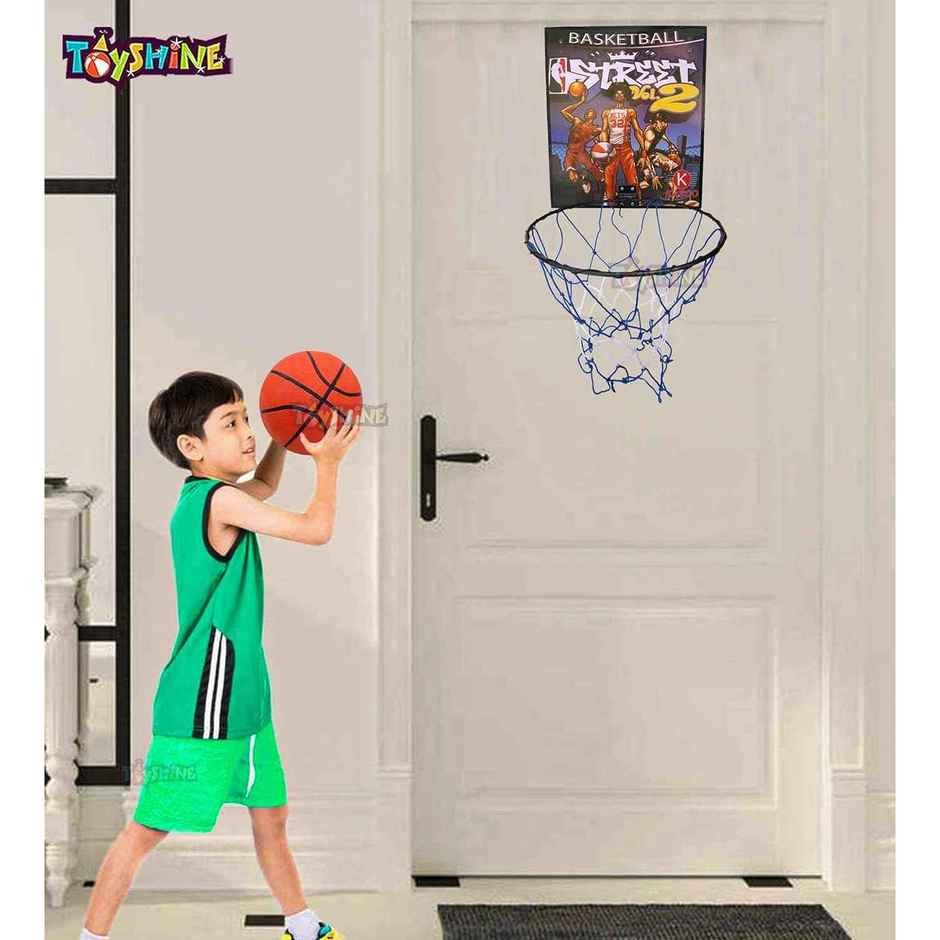 Toyshine Indoor And Wall Mountable Basketball Hoop And Nylon Net With No.5 Basketball