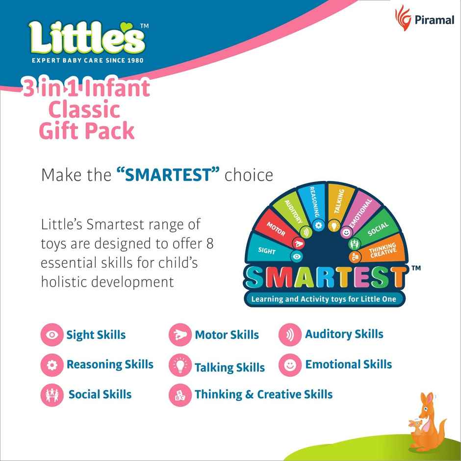 Little's 3 in 1 Infant Classic Gift Pack I Activity & Learning Toys for Babies I Multicolour