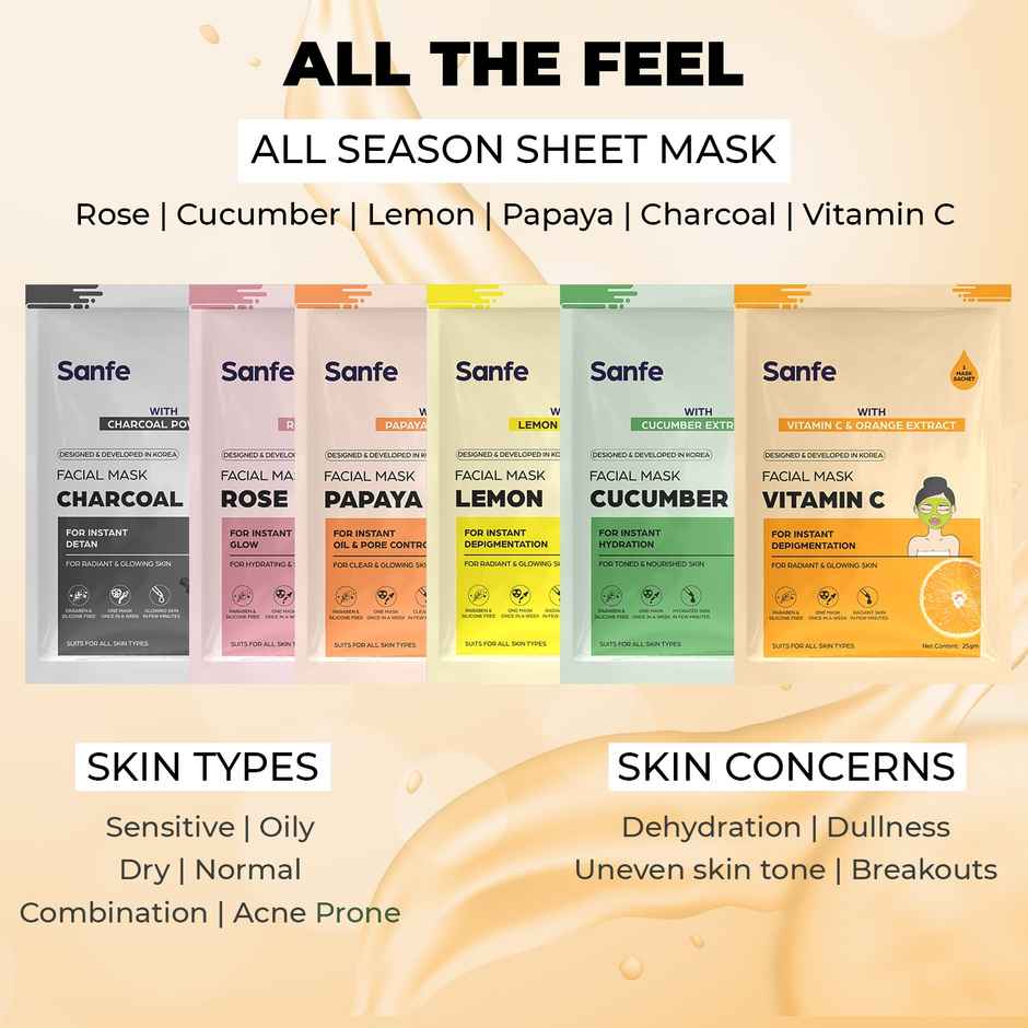 Sanfe Instant Depigmentation Vitamin C Face Mask | 100% fruit extracts, Korean Mask