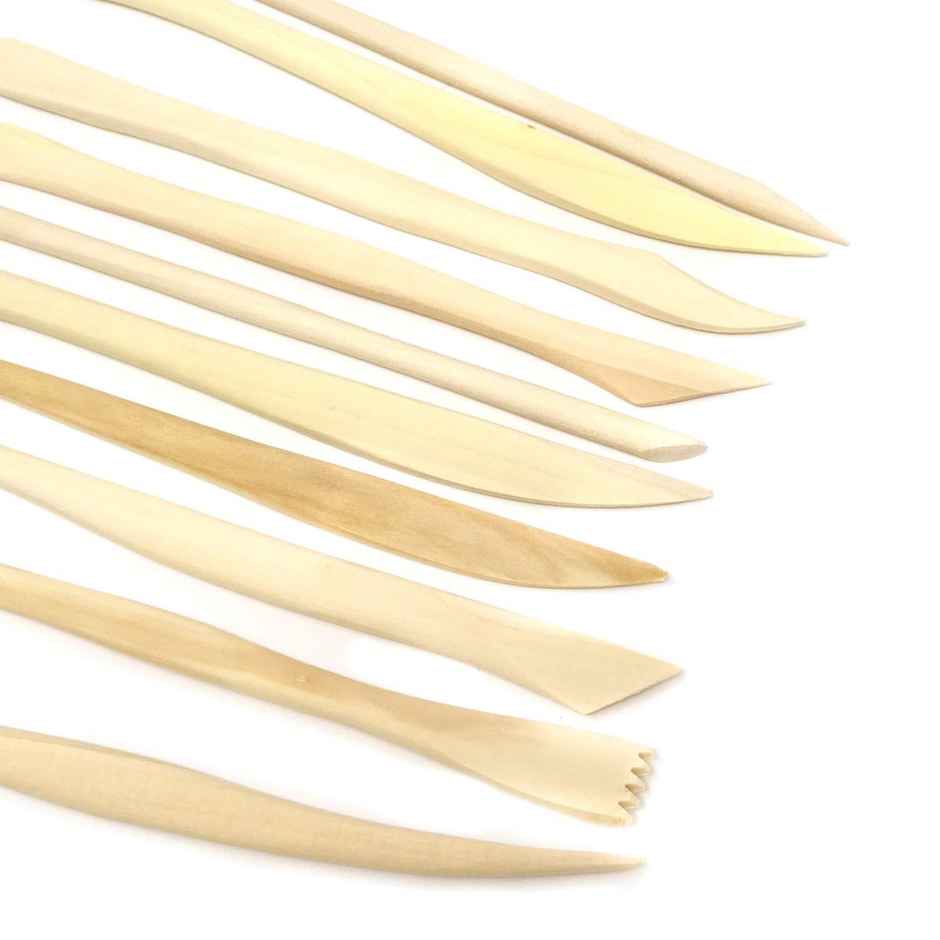 10 Wooden Clay Tools With Double Sided Crafting Sculpting Modelling Pottery Ends