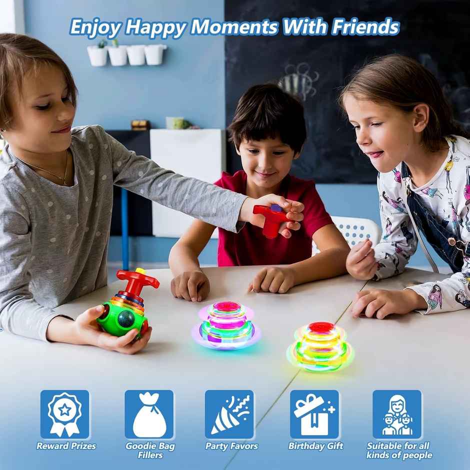 Toyshine Light-Up Musical Spin Top with LED Glow and Sound Effects, Model D (Colour May Vary)
