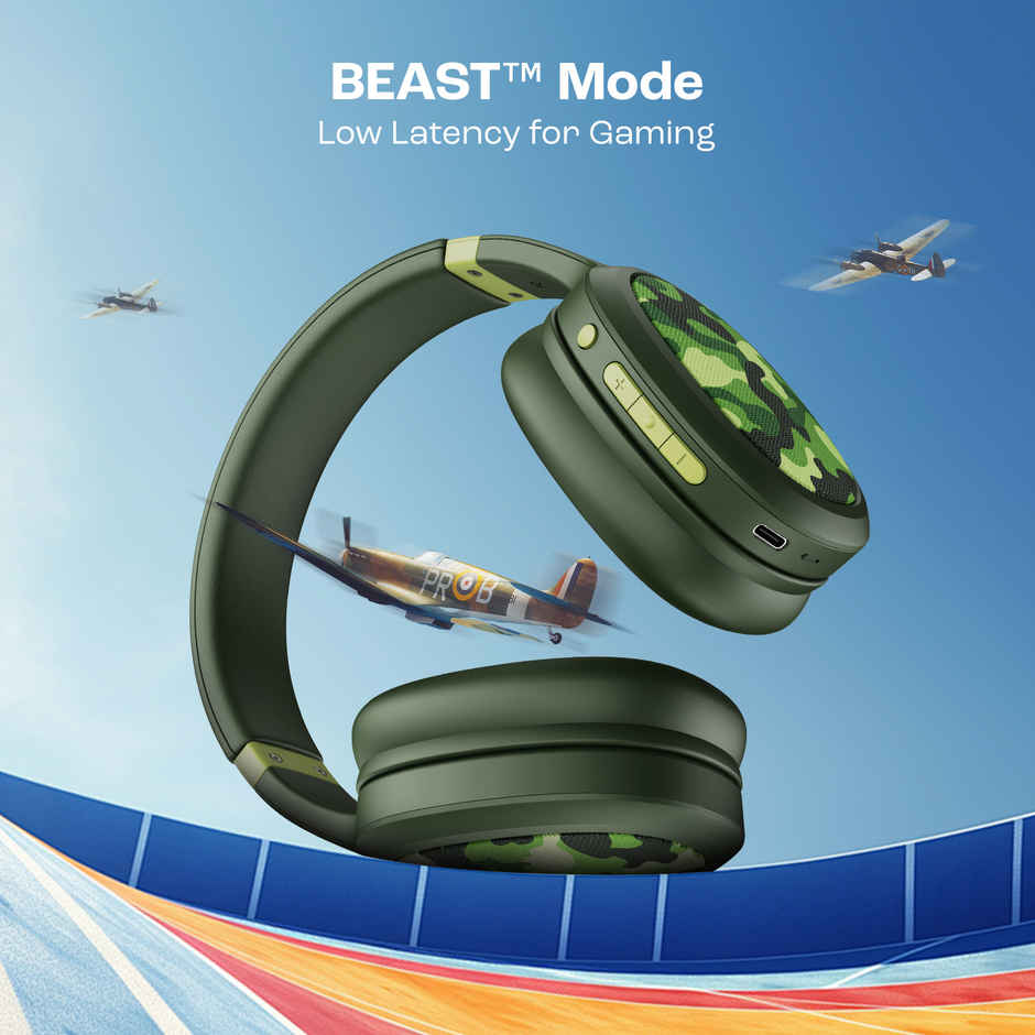 boAt Rockerz 460 Over Ear BT Headphones W/ 30H Playtime, 40Mm Drivers, Signature Sound(Army Green)
