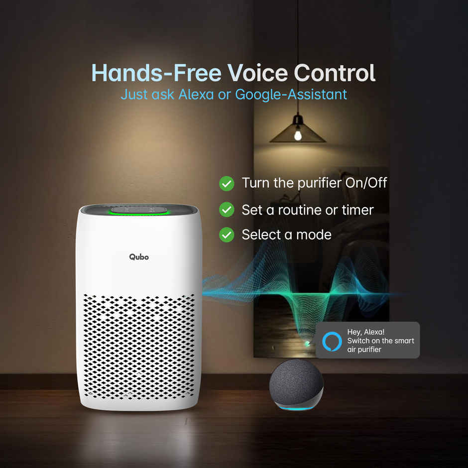 Qubo Smart 38W Air Purifier Q200 for Home by Hero Group | 200 Sqft | 99.99% Allergen Removal | HEPA H13 | 9000 Hrs Filter Life | App & Voice Control(White)