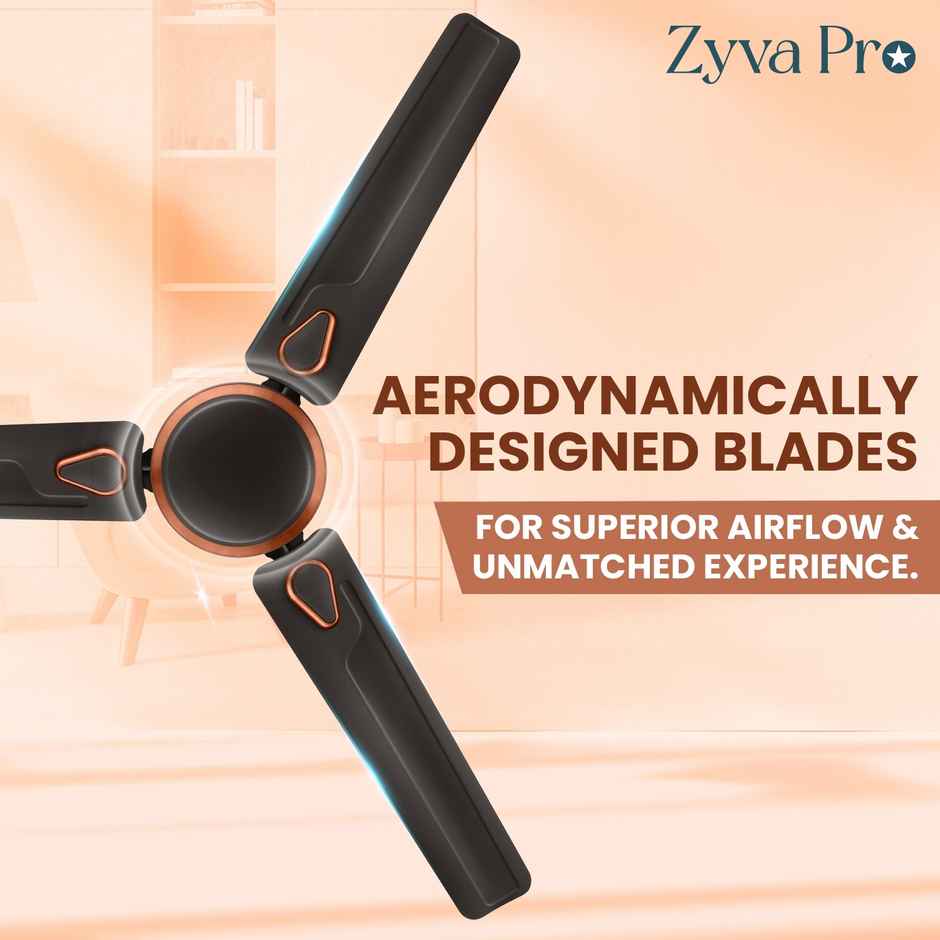 Ivas Zyva Pro Ceiling Fan, 1200mm, 400 RPM, Star Rated, Smoky Brown