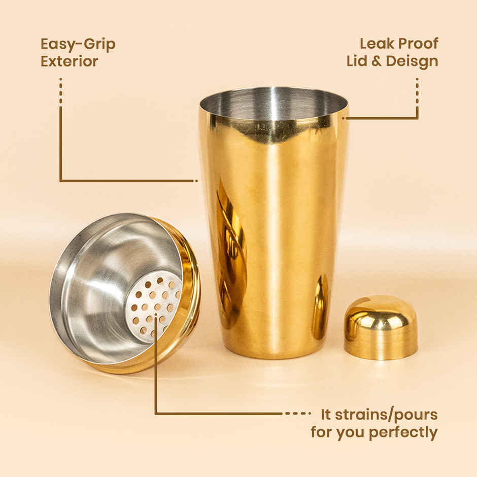 Picfest Popbar Golden Cocktail Shaker | Yellow - 500 ml