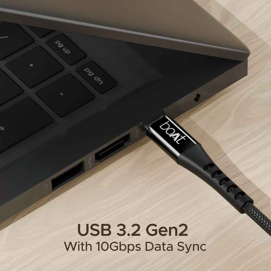 boAt Type-C Cable w/ 100W/5A Fast Charging & 10Gbps Data Transmission - Type-C C600 (Black)