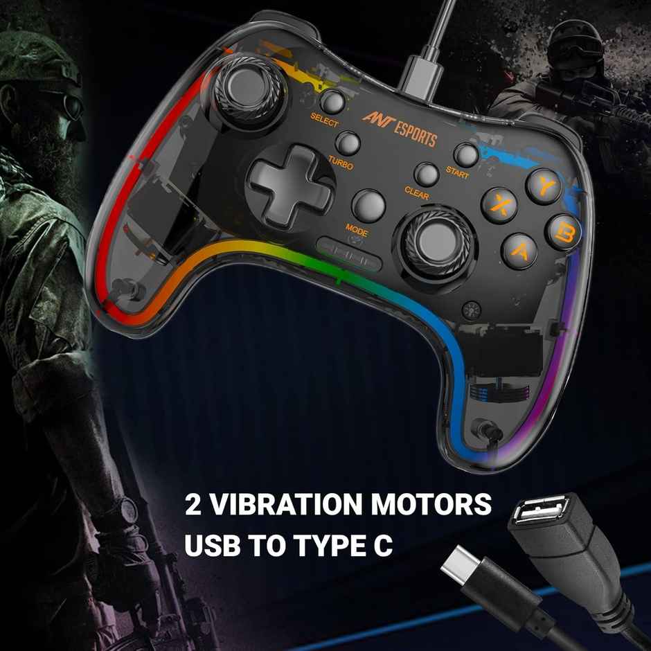 Ant Esports Gp110R Wired Game-Pad With Neon Rgb, Support Ps3, N-Switch Gaming Console
