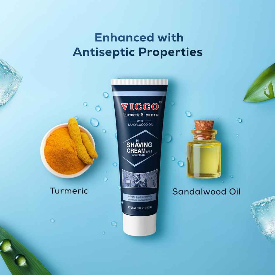 Vicco Turmeric Antiseptic Shaving Base with Foam Cream | Skin Protection & Nourishment