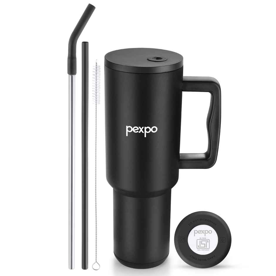 Pexpo Stanzy ISI Certified Double Wall Insulated Stainless Steel Tumbler with Handle | 1.2 L