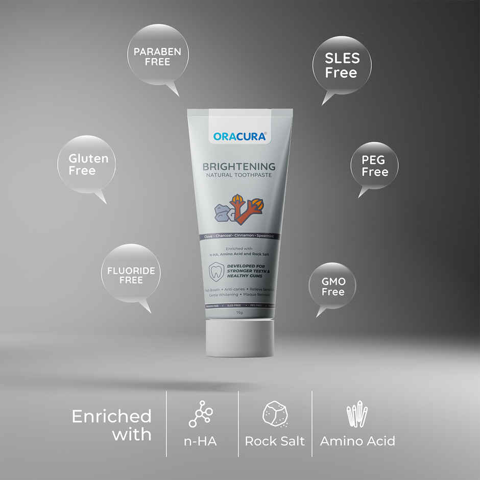 Oracura Brightening Natural Toothpaste Charcoal Combo