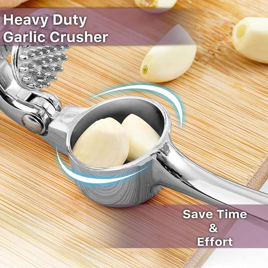 Clazkit Garlic Crusher Presser Garlic Press Garlic Grinding Slicer (Silver), Medium (CGCP)