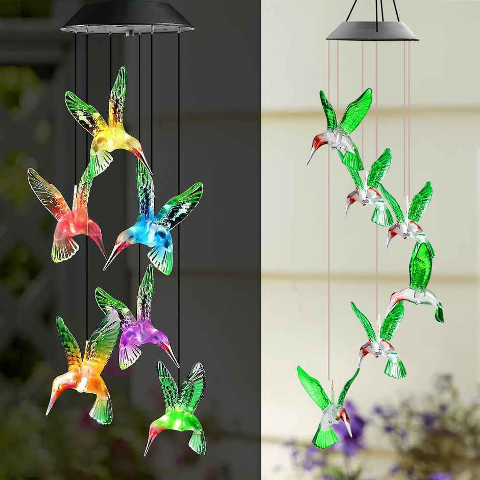 Ekhasa Solar Hummingbird Wind Chimes | Solar Powered Windchime For Balcony, Outdoor & Garden