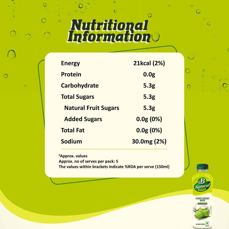 B Natural Tender Coconut Water | No Added Sugar