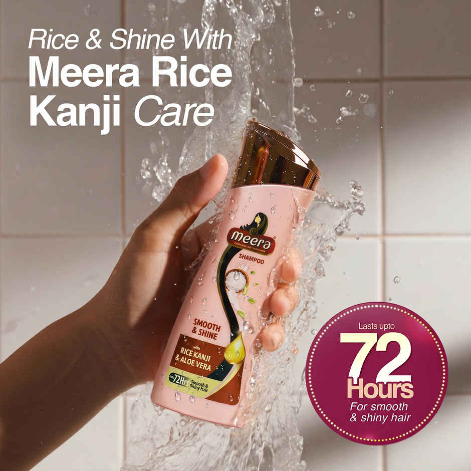Meera Smooth & Shine Shampoo with Rice Kanji & Aloe Vera | Up to 72 Hours Smooth & Shiny Hair
