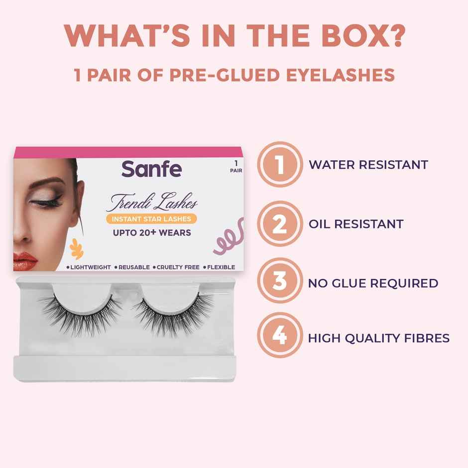 Sanfe Instant Press On Lashes Long Lasting Natural Look No Glue Required P12 1 Pair